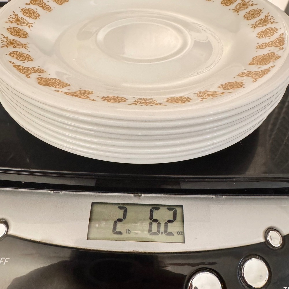 Corelle‎ Butterfly Gold Saucers Set of 8 White Gold Vintage 6" Vitrelle Glass - Picture 15 of 15
